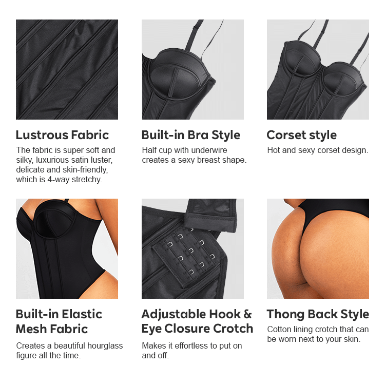 Body Con Copa Push Up Tipo Corsé