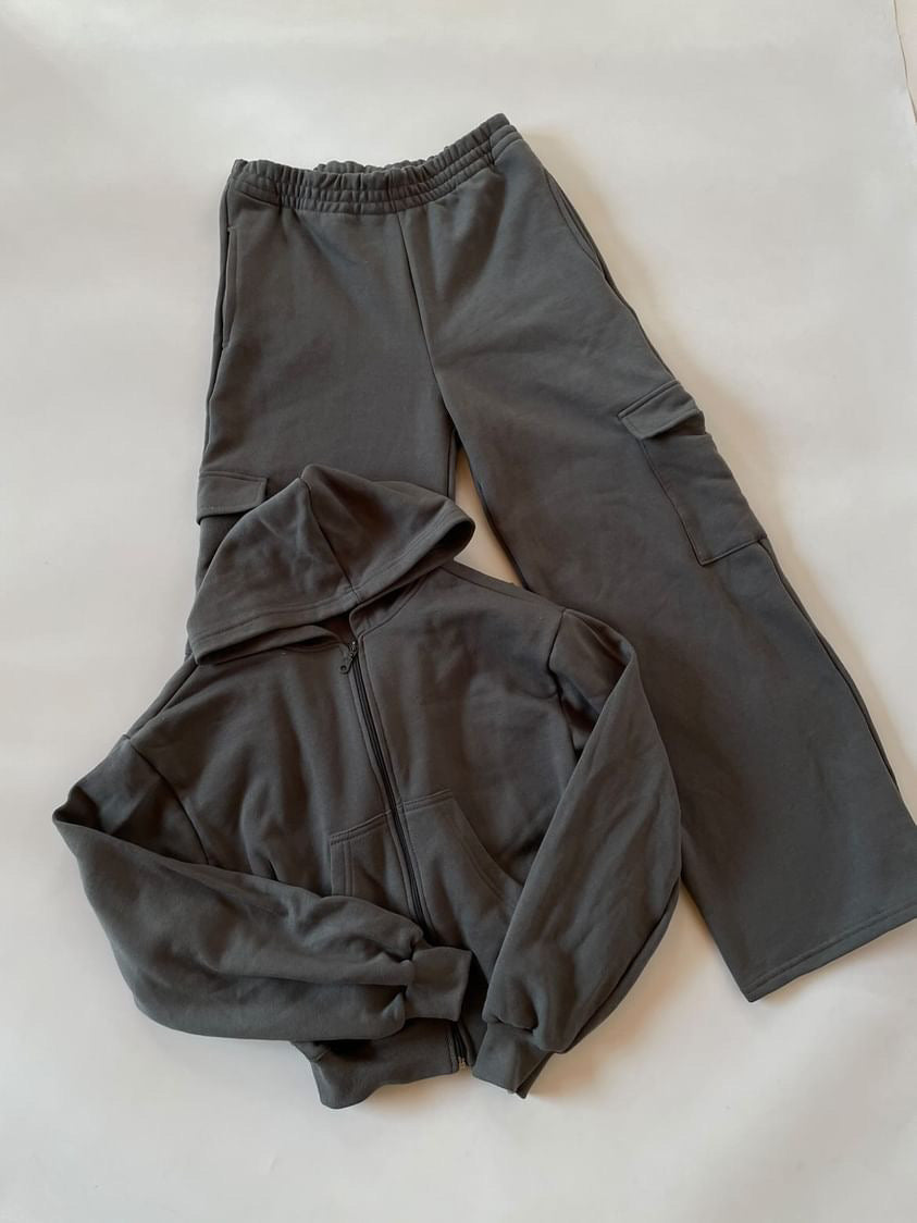 CONJUNTO BUZO CARGO ALGODÓN DARK GRAY
