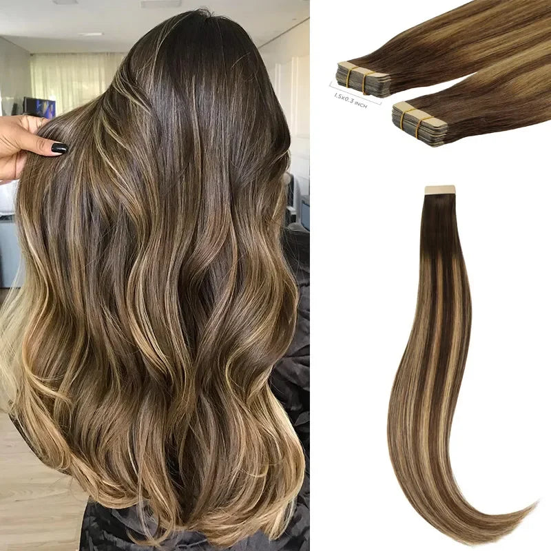 Extensiones CINTA ADHESIVA BALAYAGE 60 cm Largo Cabello Virgen 100%