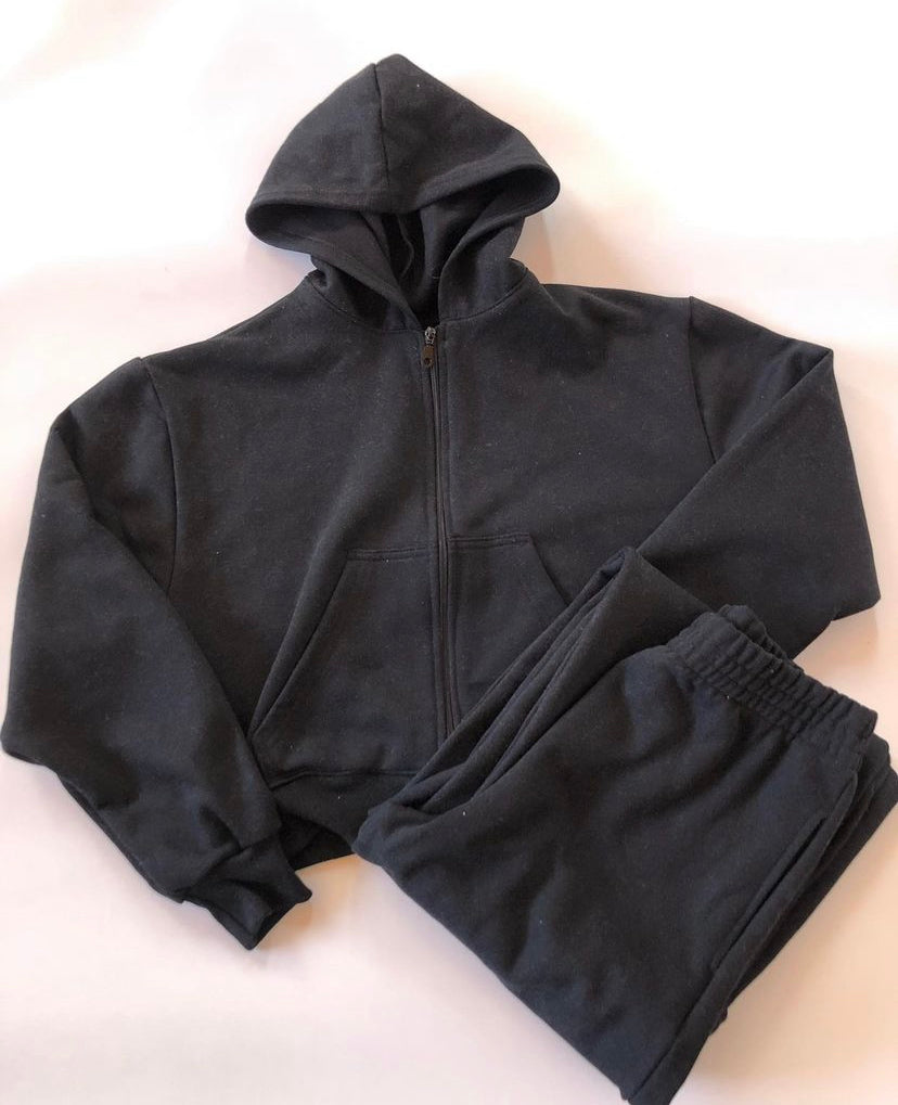 CONJUNTO BUZO PITILLO ALGODÓN NEGRO
