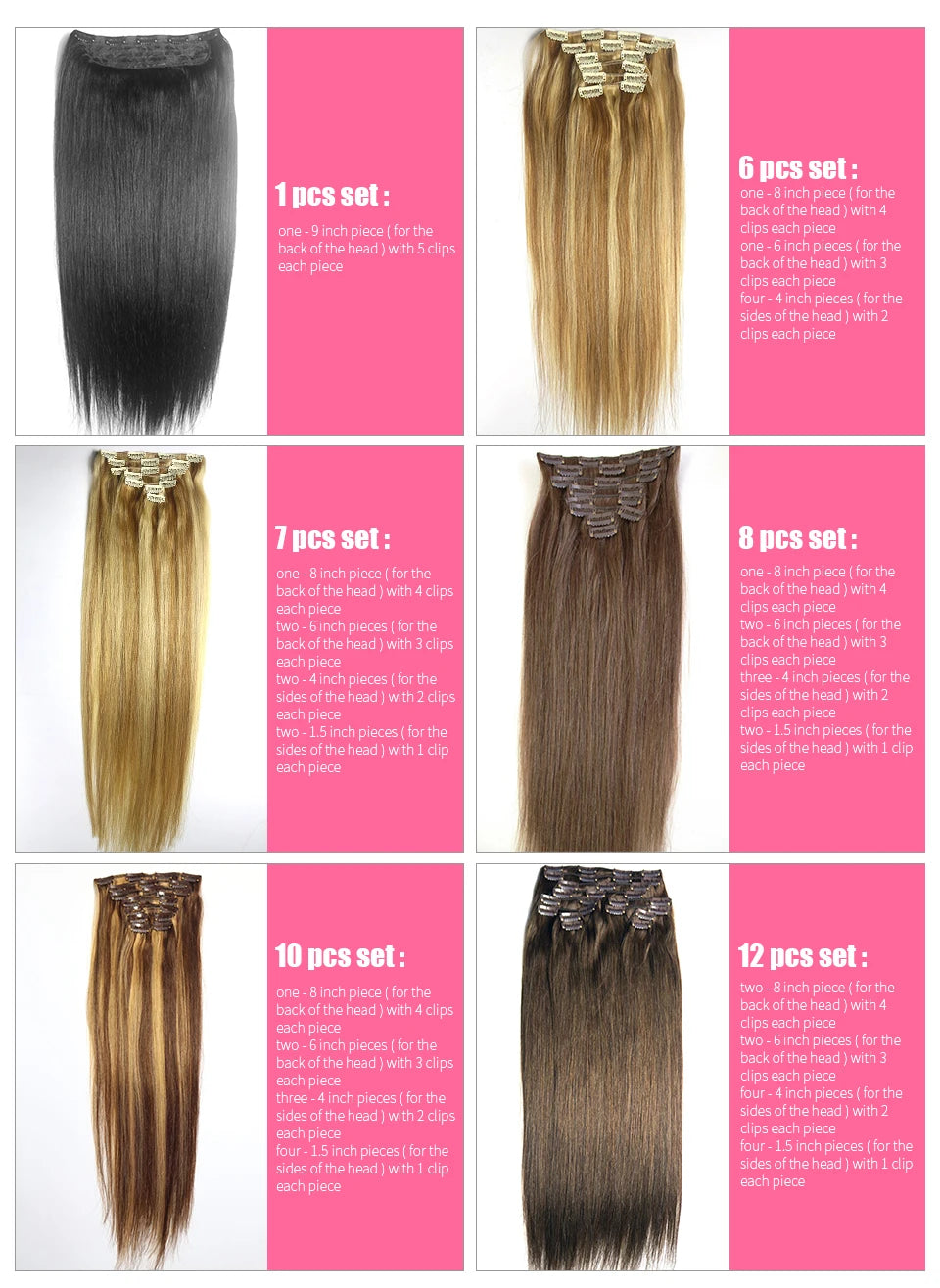 Extensiones 5 clips 60 cm de Largo Cabello Virgen ©️100% Natural 120 gr