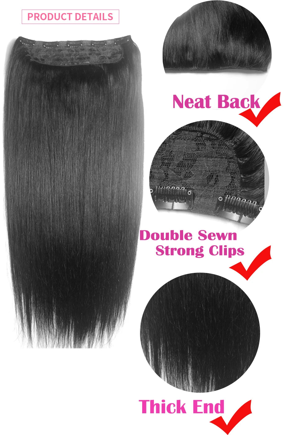 Extensiones 5 clips 60 cm de Largo Cabello Virgen ©️100% Natural 120 gr