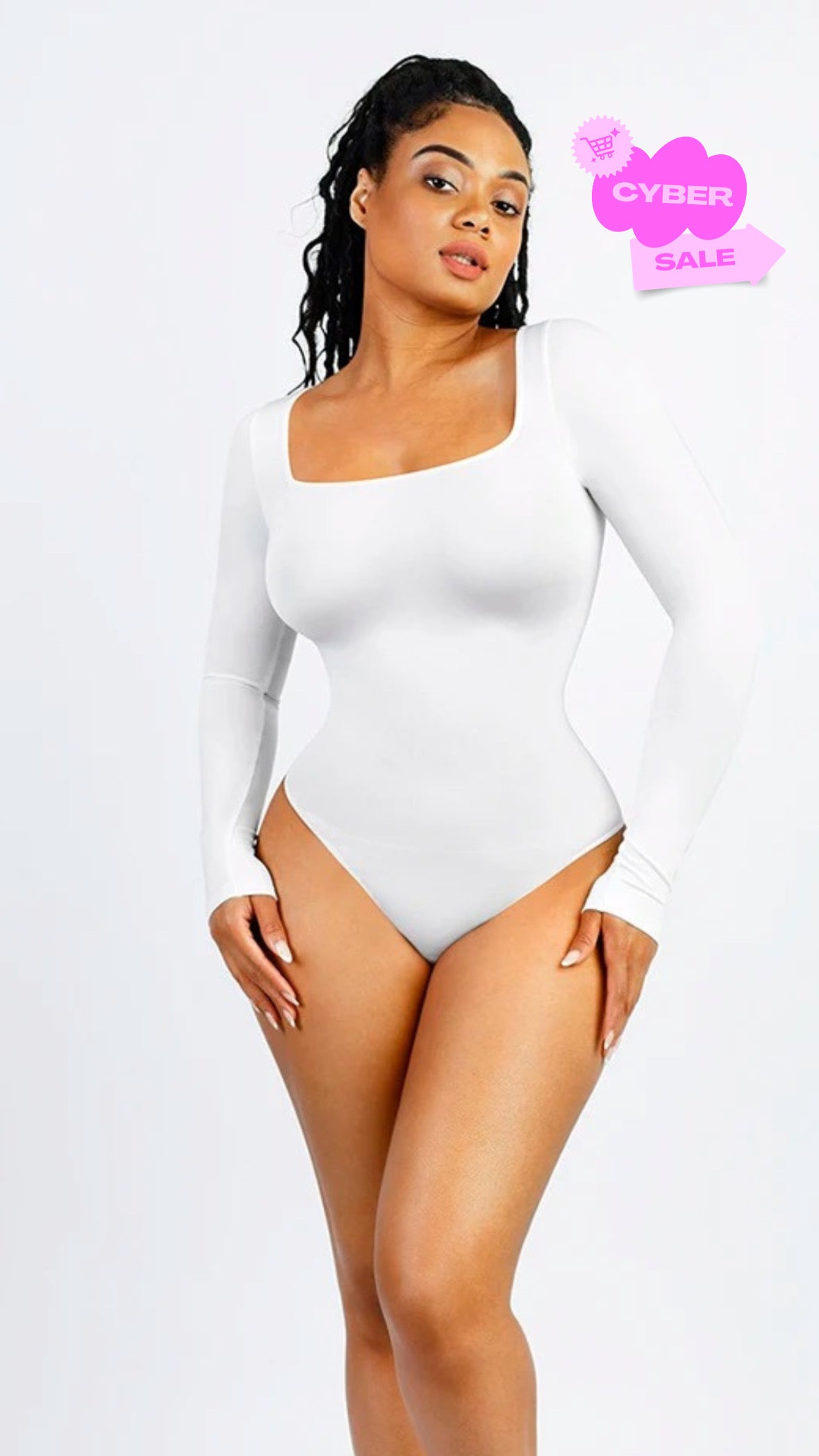 CYBER 🛍️ Body Faja©️ Manga larga escote cuadrado CONTROL ABDOMEN