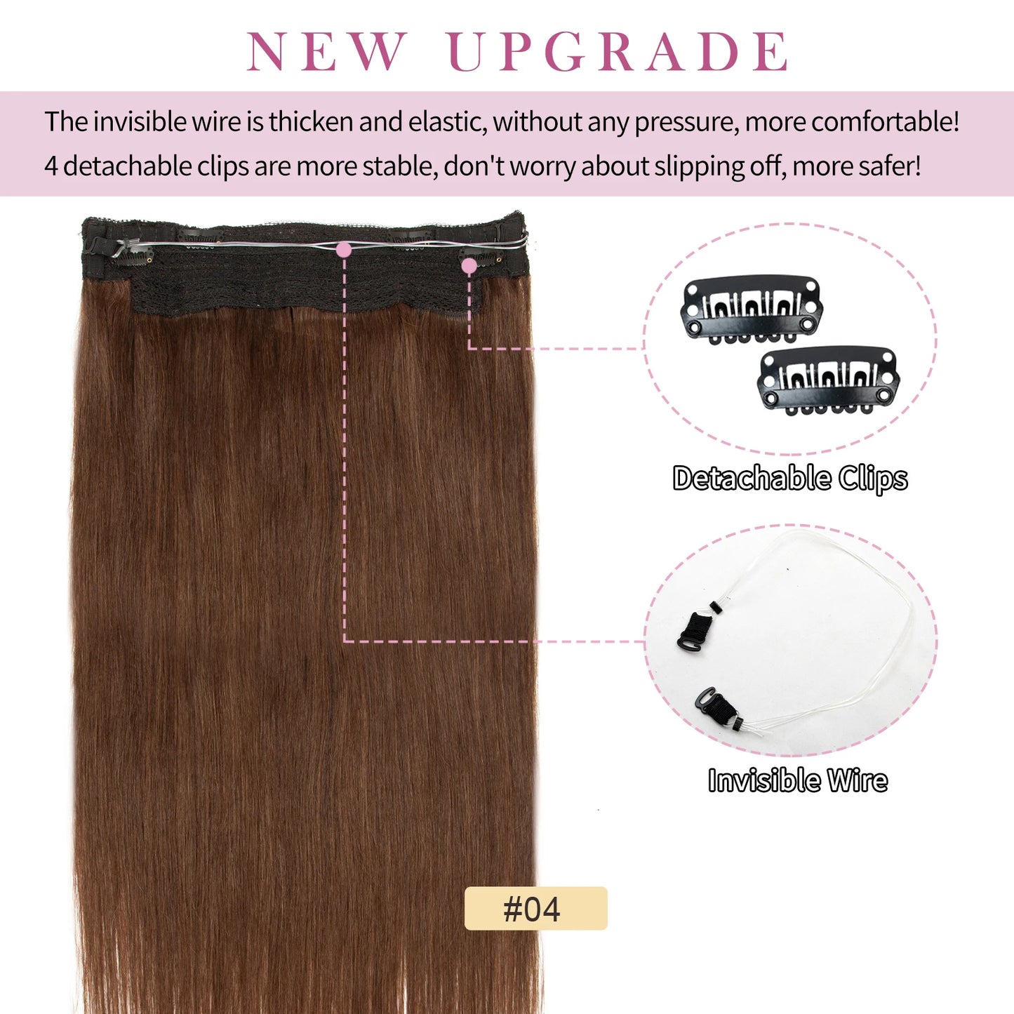 Extensiones de Cabello Humano Invisible Clip 55 CM Largo