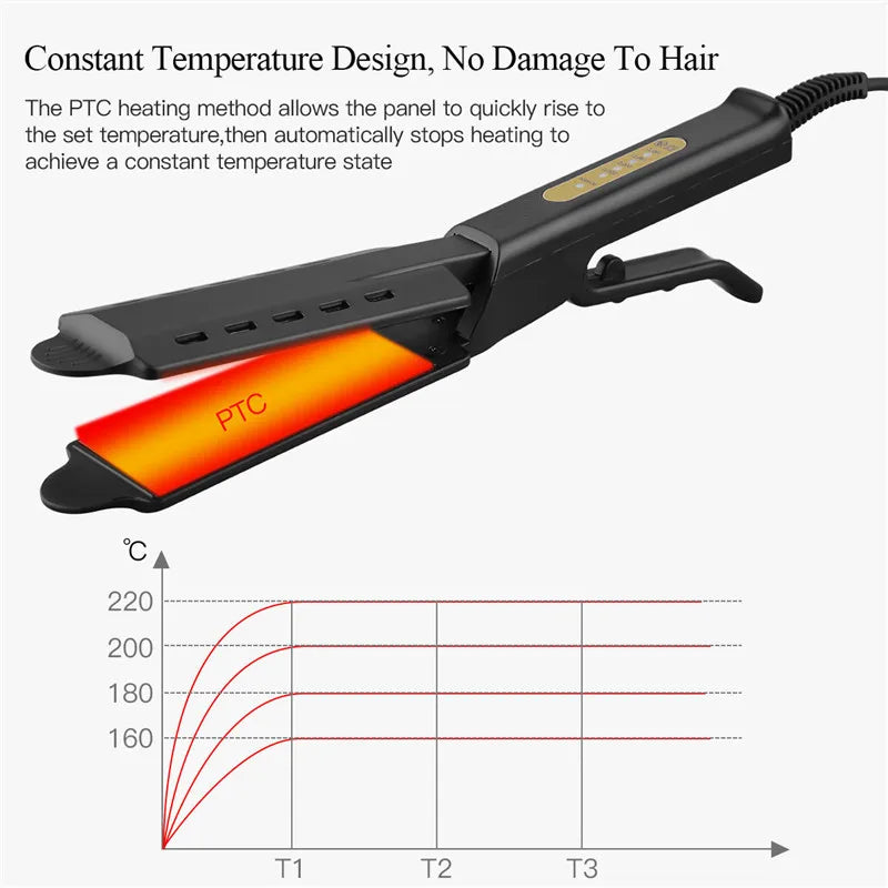 Plancha Professional Titanium Alloy Hair Straightener Temperature Adjustable