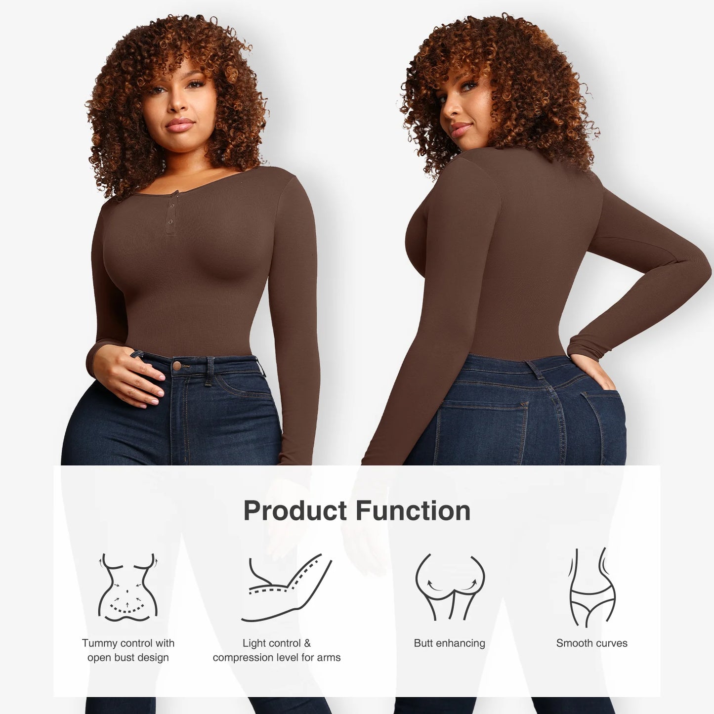 Bodysuit©️ Manga Larga Reductor de Abdomen Sin costura