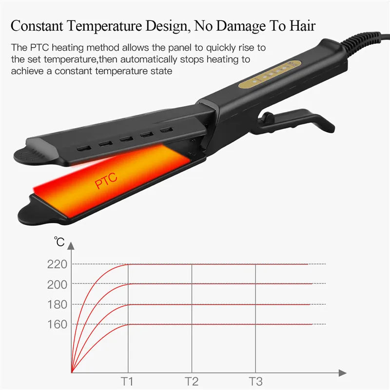 Plancha Professional Titanium Alloy Hair Straightener Temperature Adjustable