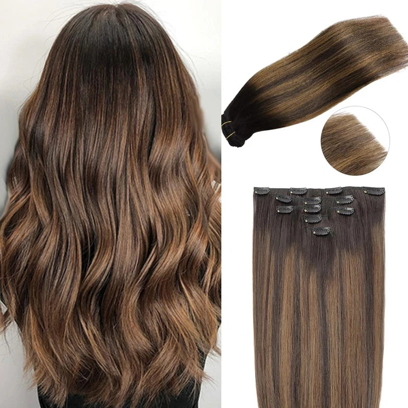 Extensiones POR CAPAS Balayage 60 cm Largo Cabello Virgen 100%