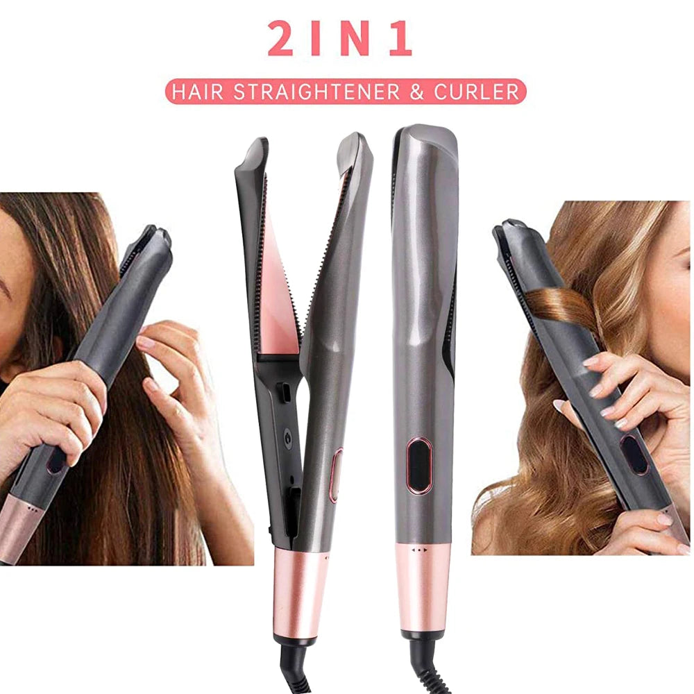 Plancha y rizador de pelo 2 en 1