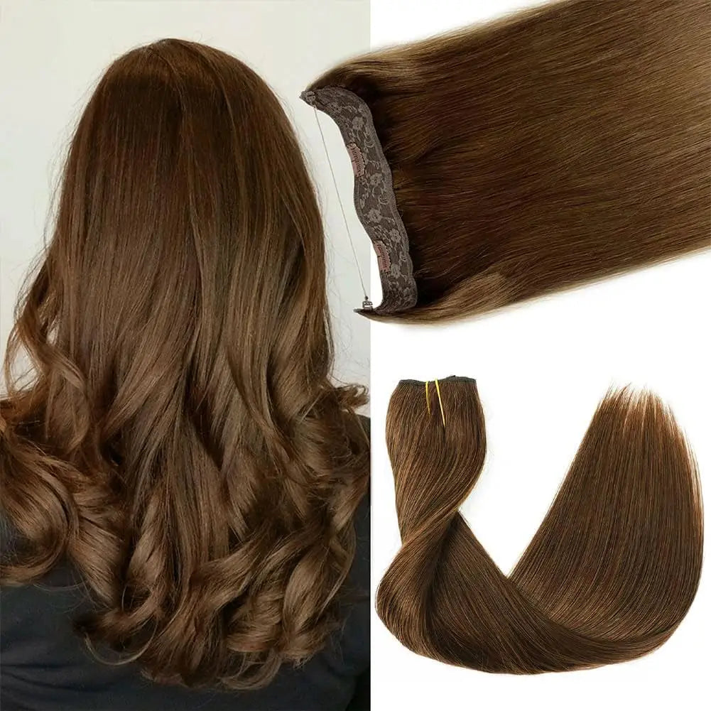 Extensiones HILO INVISIBLE 66 cm Largo Chocolate Brown 🤎 Cabello virgen 100%