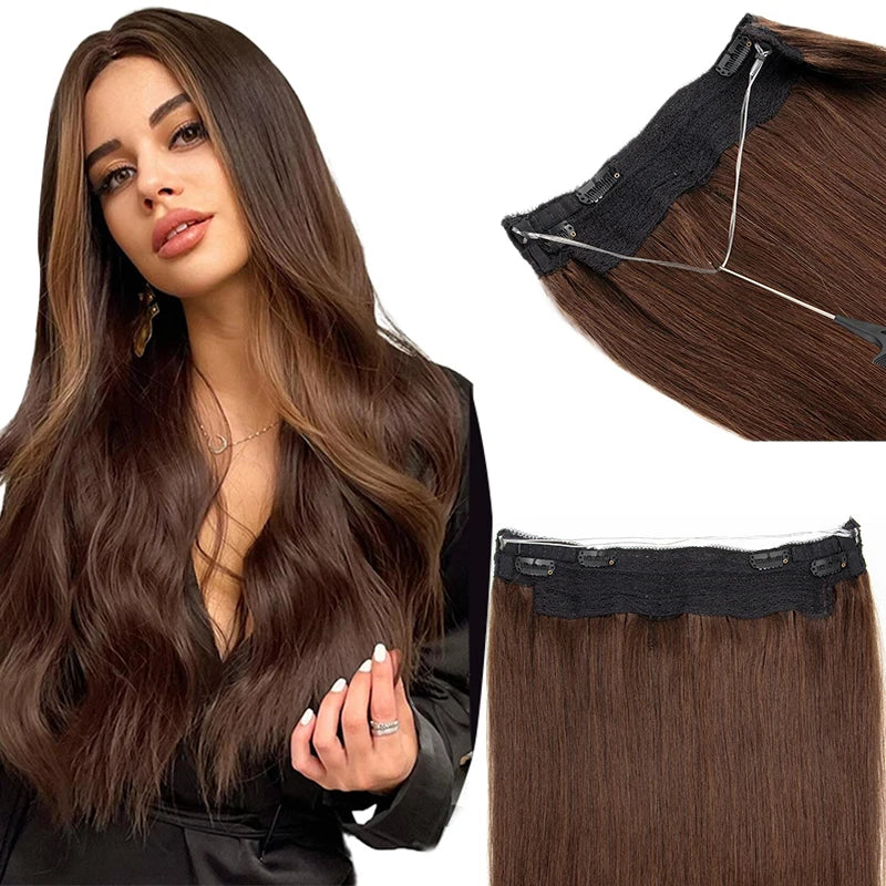 Extensiones de Cabello Humano Invisible Clip 55 CM Largo