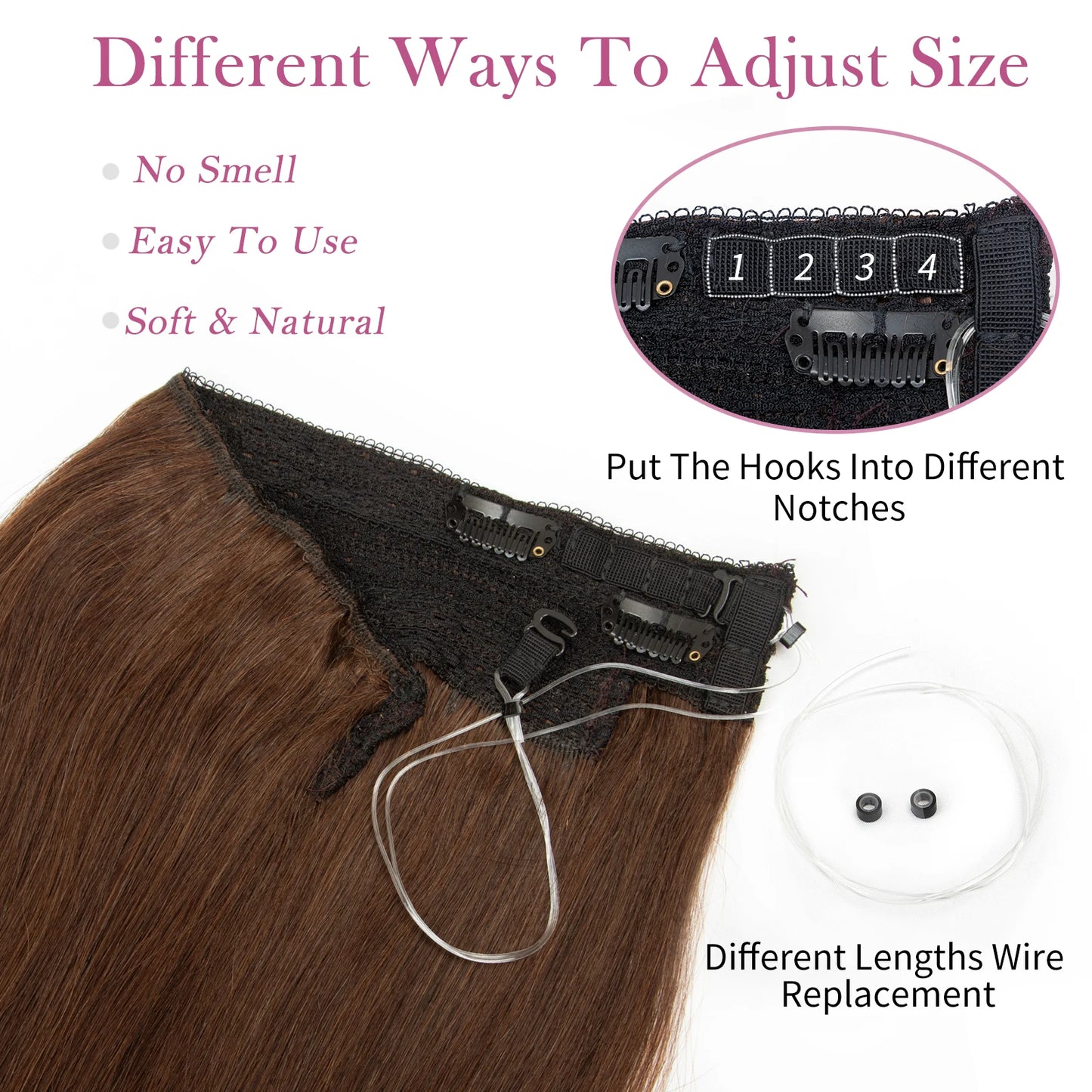 Extensiones de Cabello Humano Invisible Clip 55 CM Largo