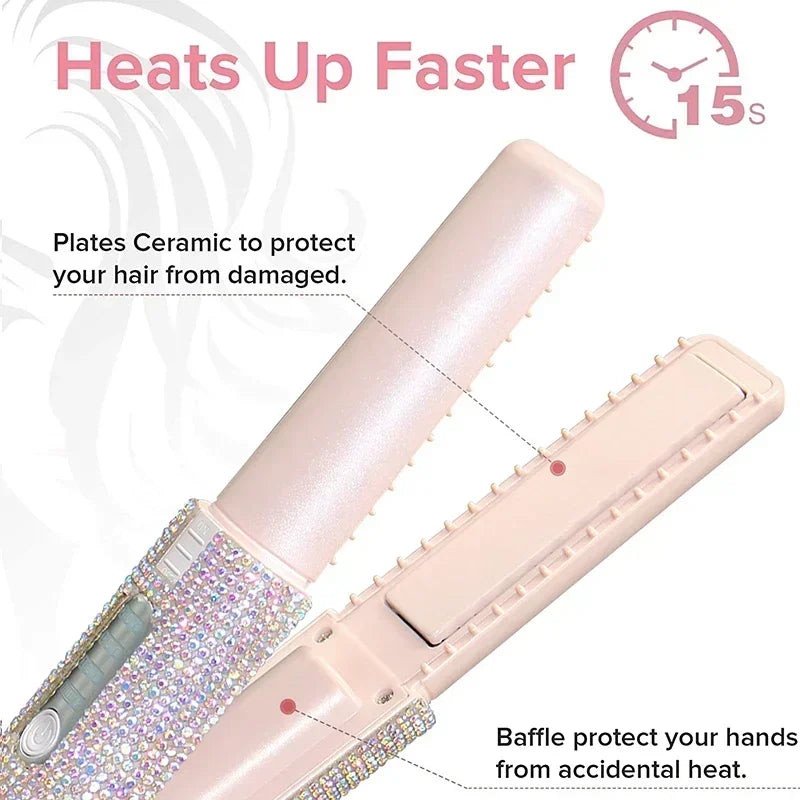 Mini Plancha de Pelo Portatil USB con cristales
