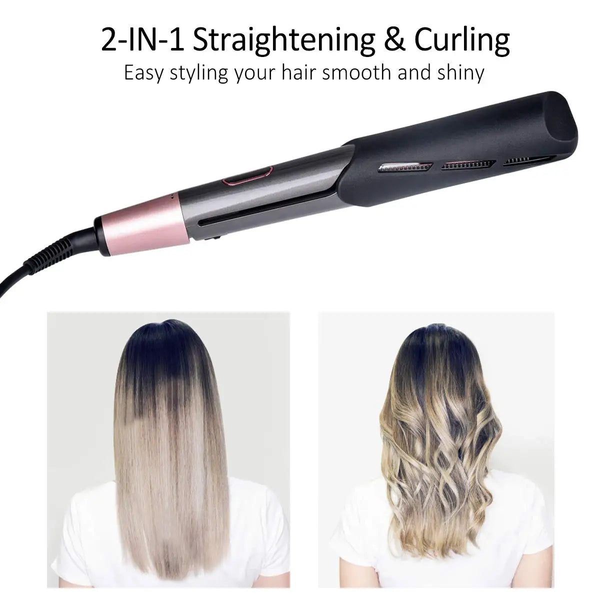 Plancha y rizador de pelo 2 en 1