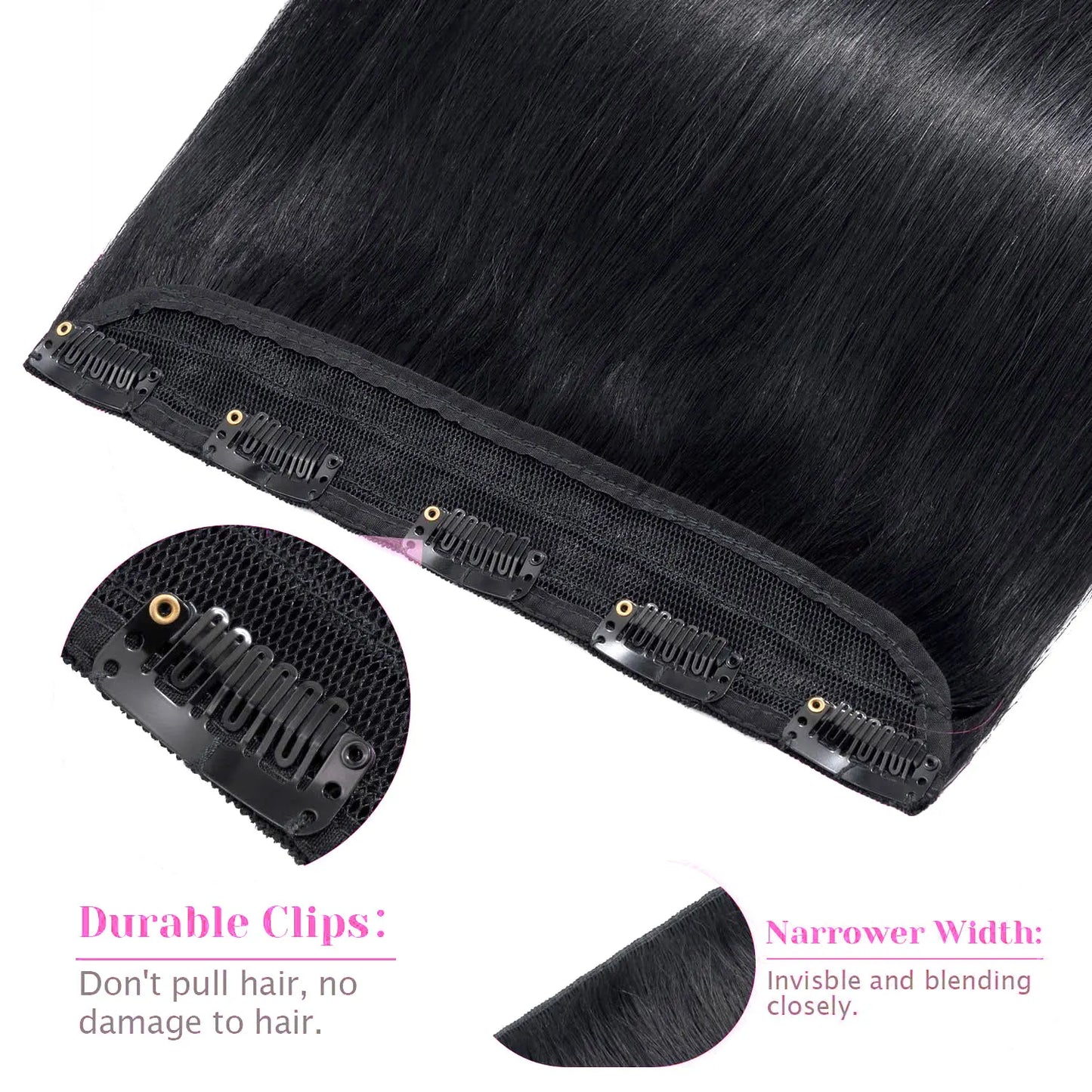 Cortina 5 Clips 66 cm de Largo Cabello VIRGEN ©️100% Natural 100 gr