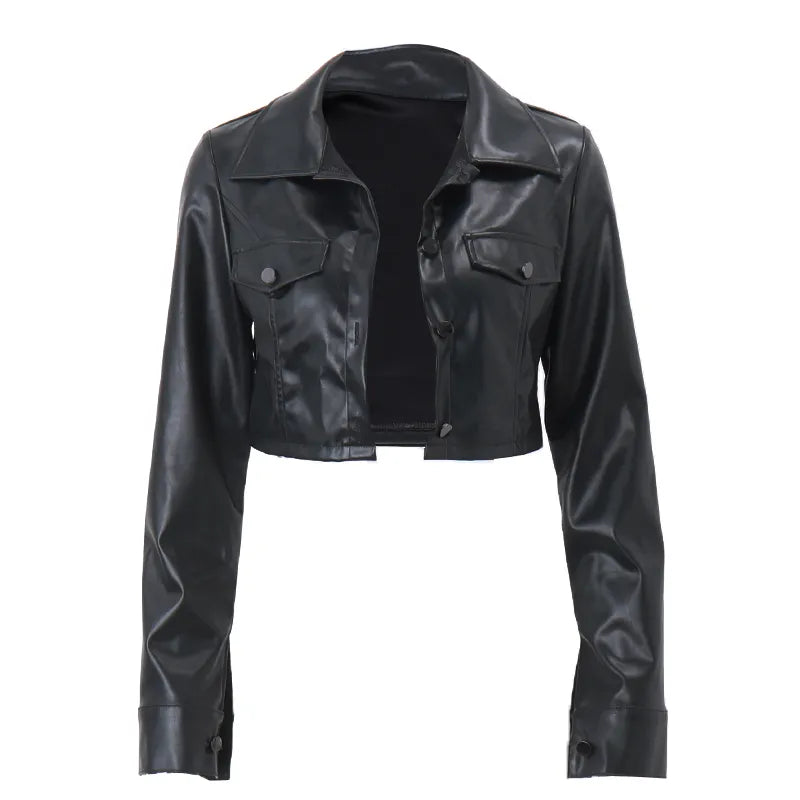 Chaqueta Motoquera Eco cuero Crop