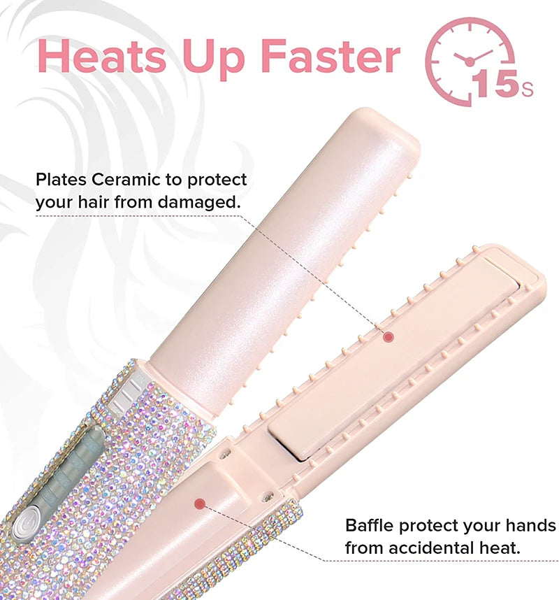 Mini Plancha de Pelo Portatil USB con cristales