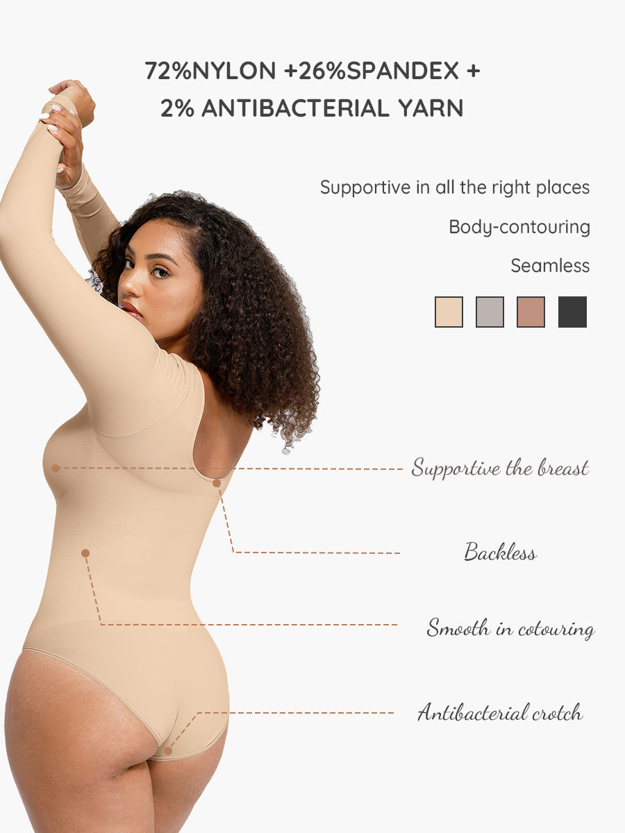 Bodysuit ©️ Viral Original Reductor de Abdomen Manga Larga Premium 🥇 Calzón