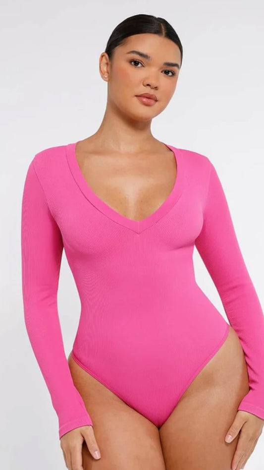 Body control de Abdomen sen V y manga larga PINK