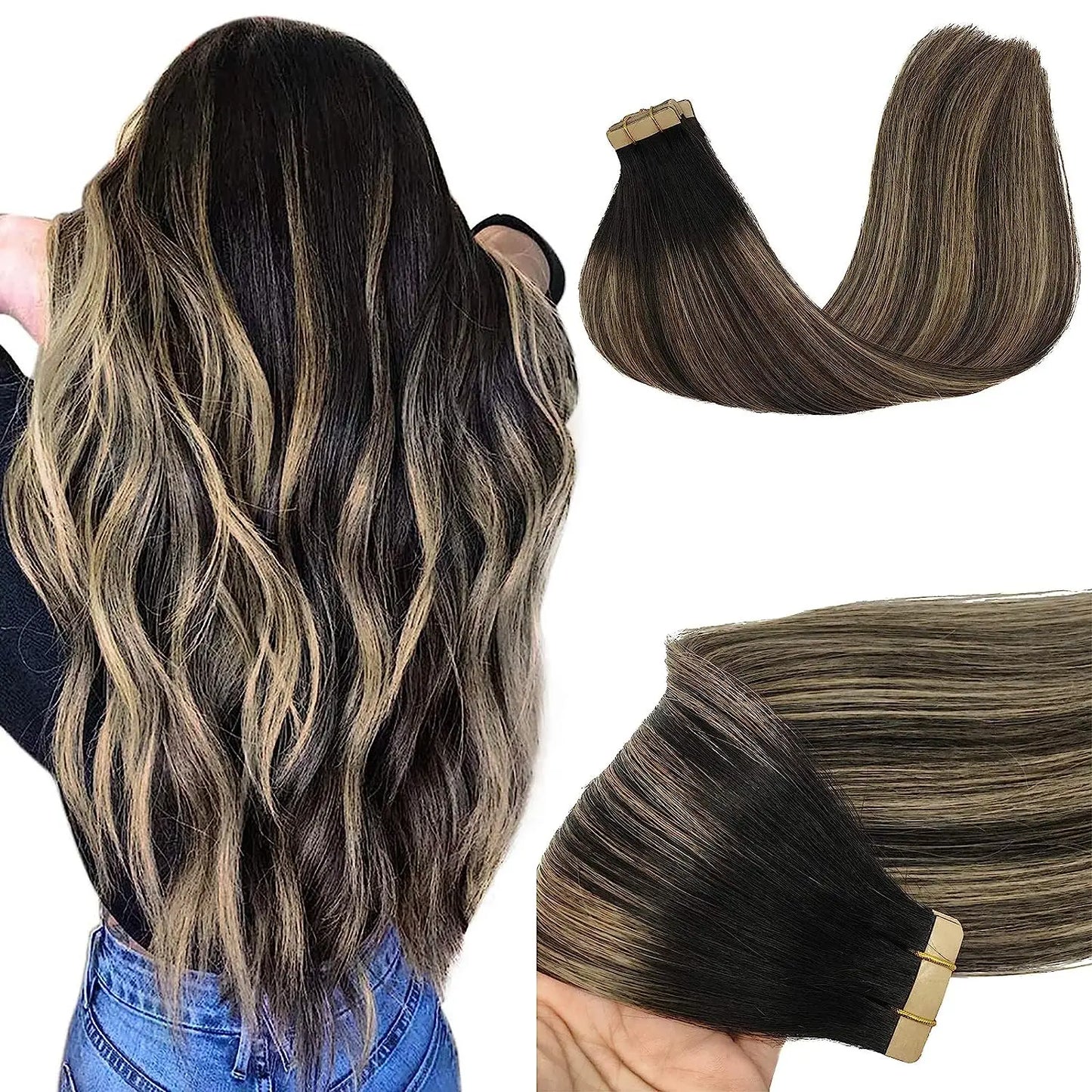 Extensiones CINTA ADHESIVA BALAYAGE 60 cm Largo Cabello Virgen 100%
