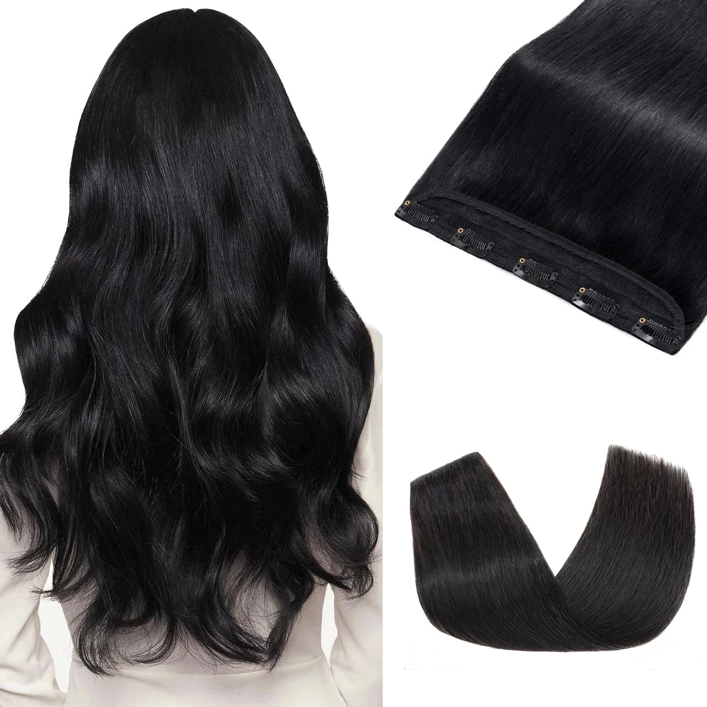 Cortina 5 Clips 66 cm de Largo Cabello VIRGEN ©️100% Natural 100 gr