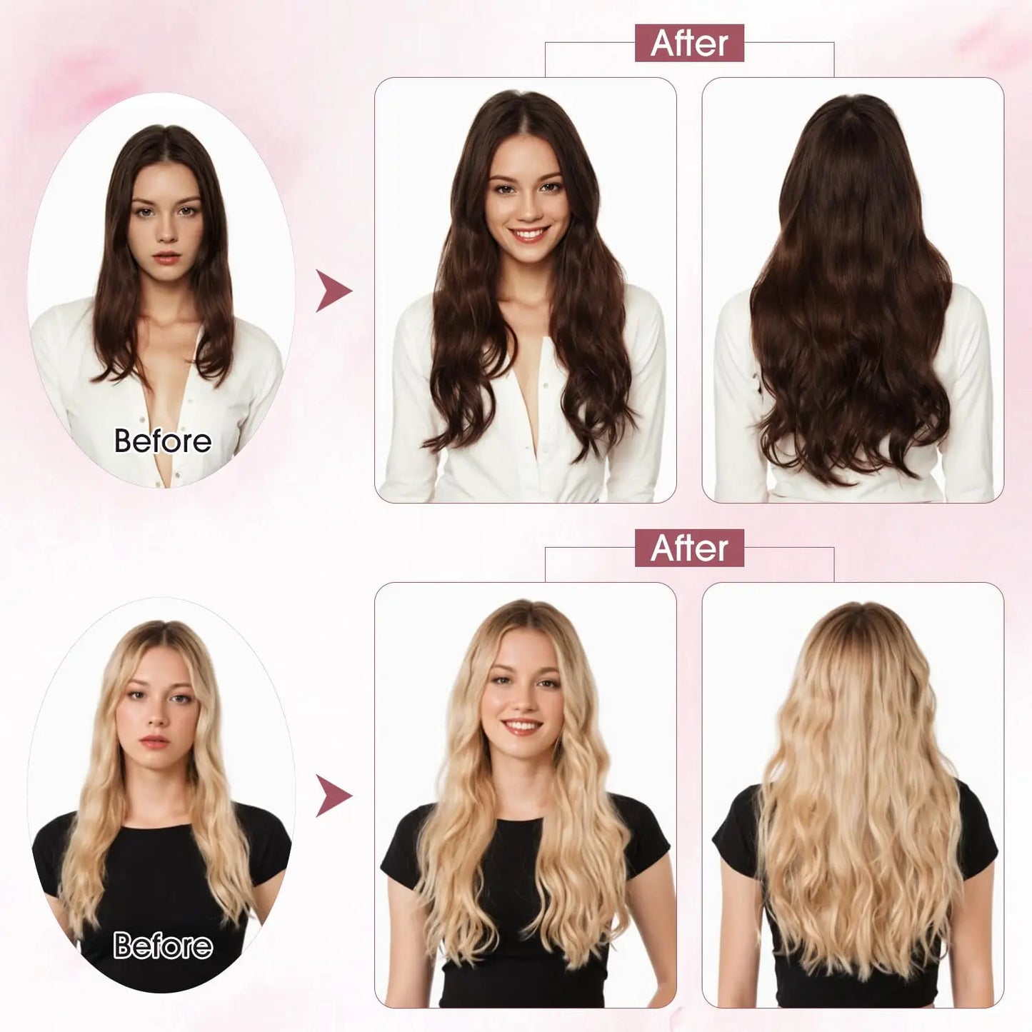 Cortina 5 CLIPS  Dark Brown 66 cm Largo Cabello Virgen 100%
