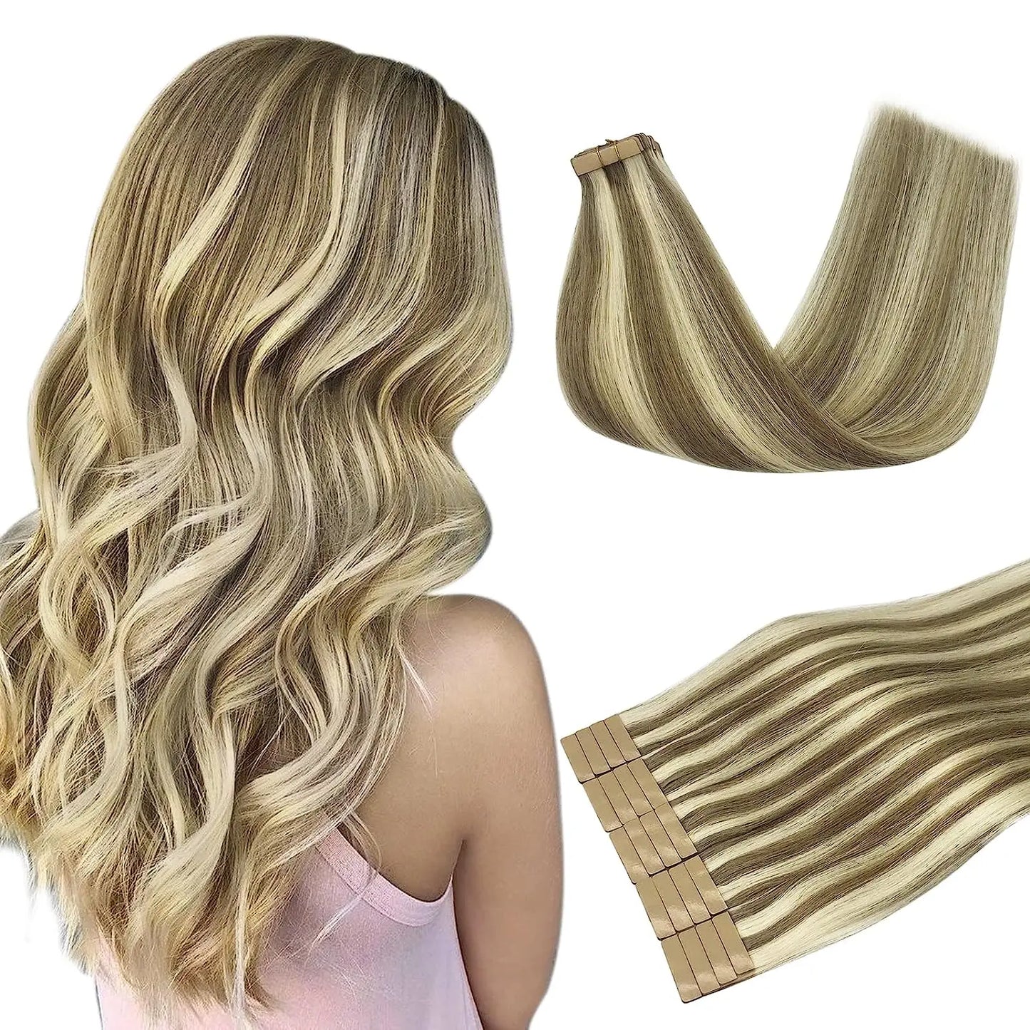 Extensiones CINTA ADHESIVA BALAYAGE 60 cm Largo Cabello Virgen 100%