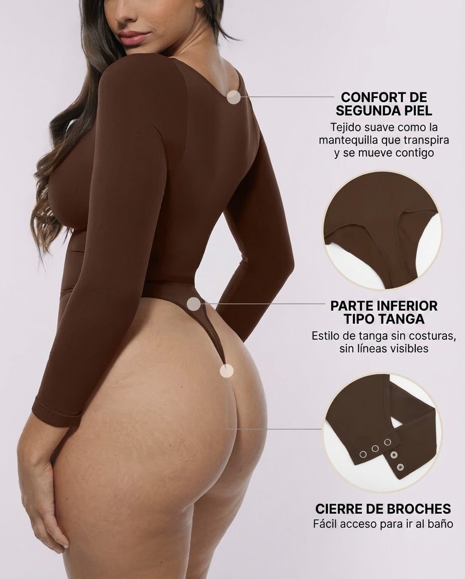 Bodysuit ©️ Reloj de Arena Cierre Manga Larga Premium 🥇