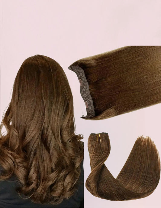 Extensiones  HILO INVISIBLE 66 cm Largo  Chocolate Brown 🤎 Cabello virgen 100%