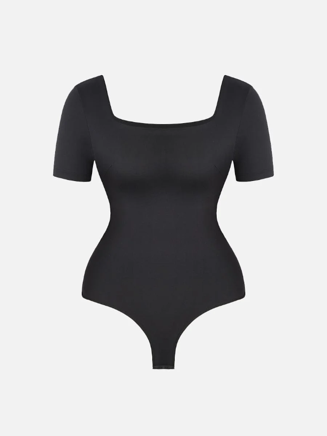 Body de control de abdomen de manga corta y cuello cuadrado I