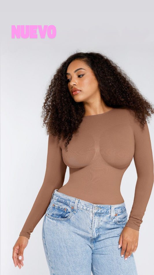 Bodysuit ©️ Viral Original Reductor de Abdomen Manga Larga Premium 🥇 Calzón