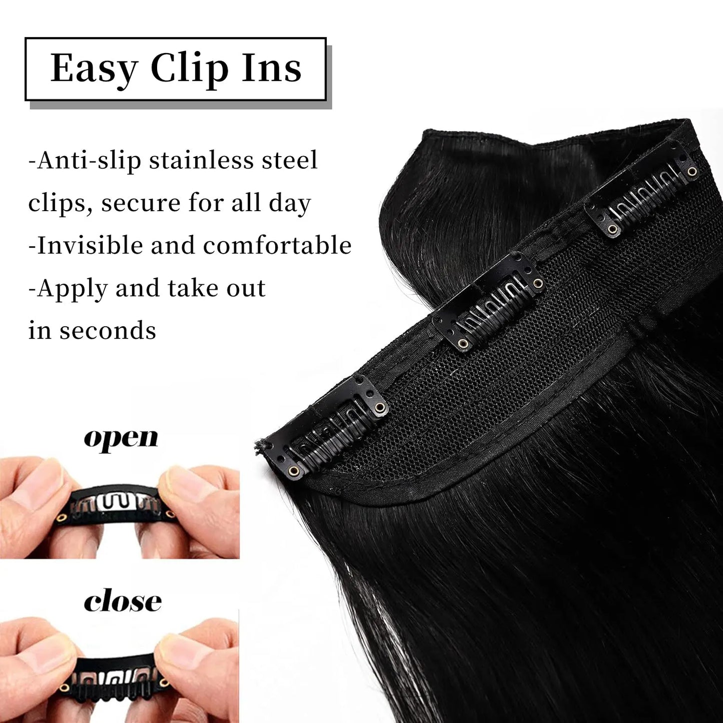 Cortina 5 Clips 66 cm de Largo Cabello VIRGEN ©️100% Natural 100 gr