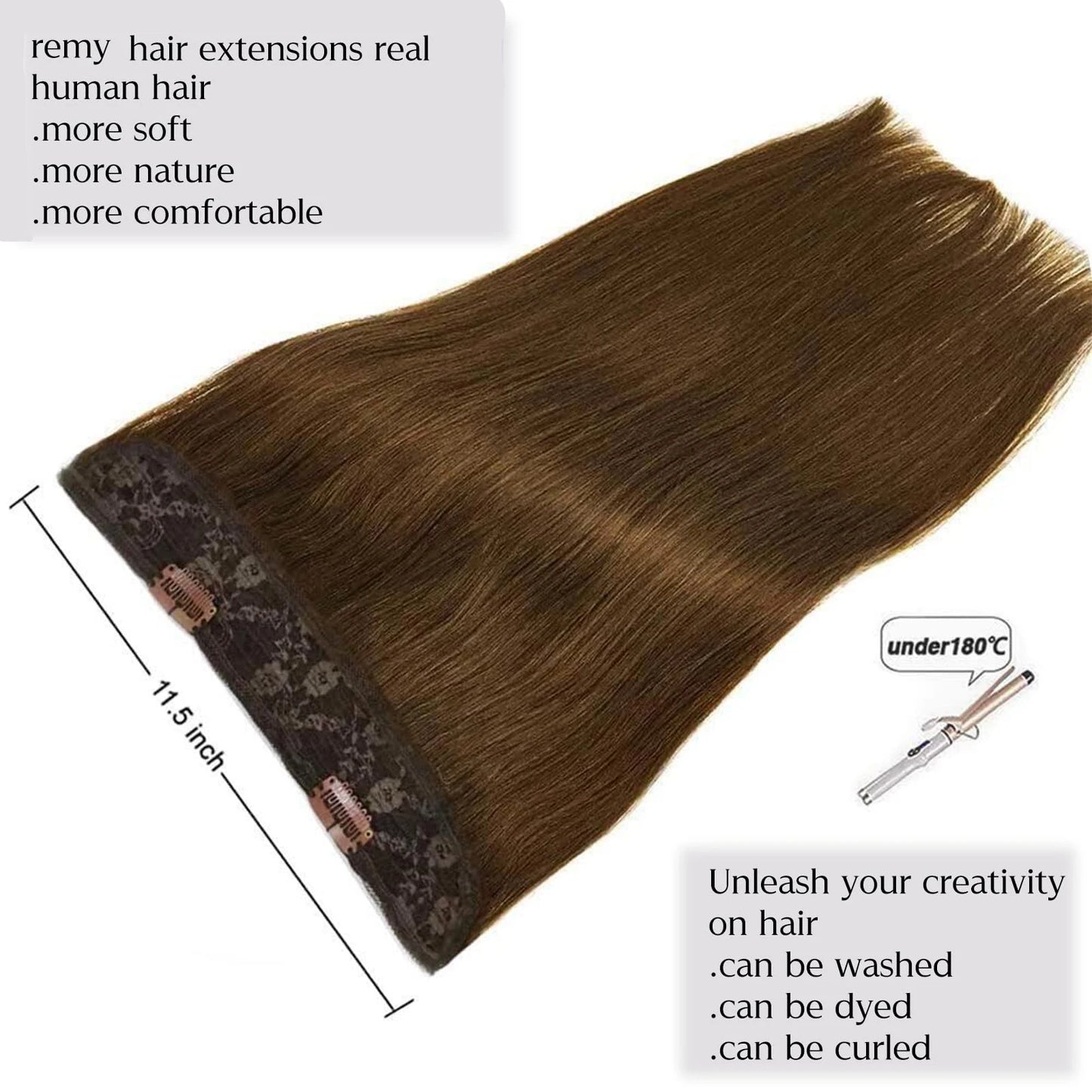 Extensiones  HILO INVISIBLE 66 cm Largo  Chocolate Brown 🤎 Cabello virgen 100%
