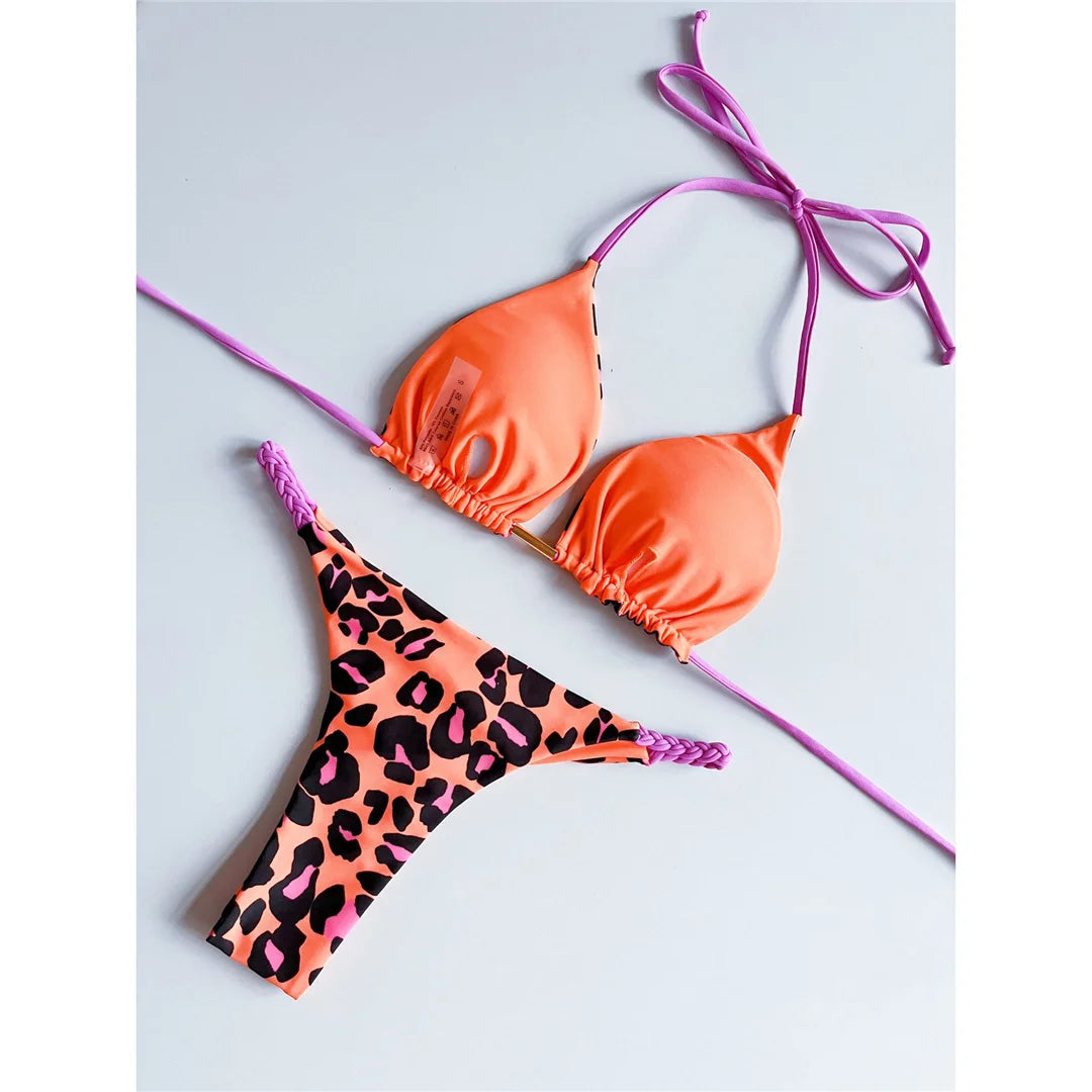 Bikini Leopardo Print Orange pink