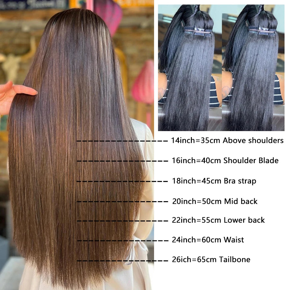 Extensiones ADHESIVAS  60 cm Largo Cabello Virgen 100 %
