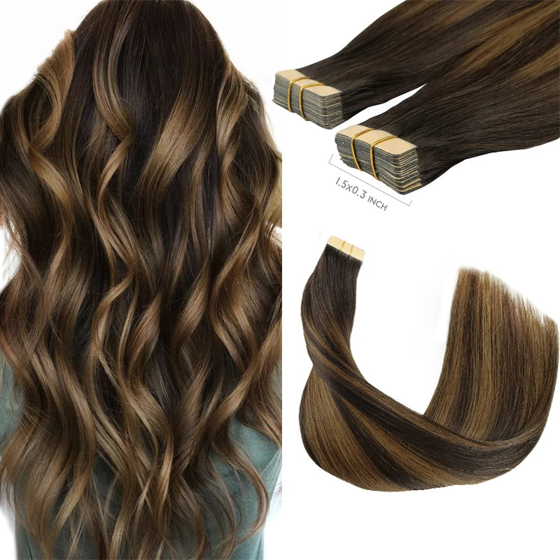 Extensiones CINTA ADHESIVA BALAYAGE 60 cm Largo Cabello Virgen 100%