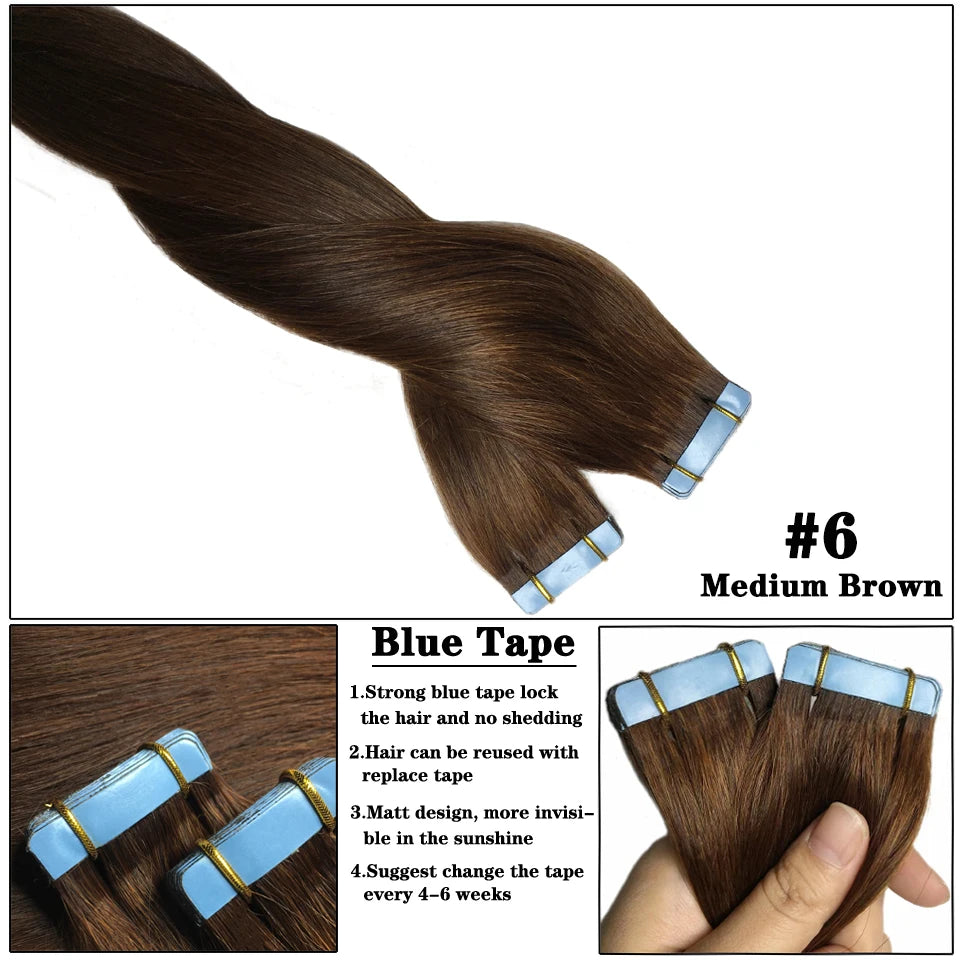 Extensiones ADHESIVAS  60 cm Largo Cabello Virgen 100 %