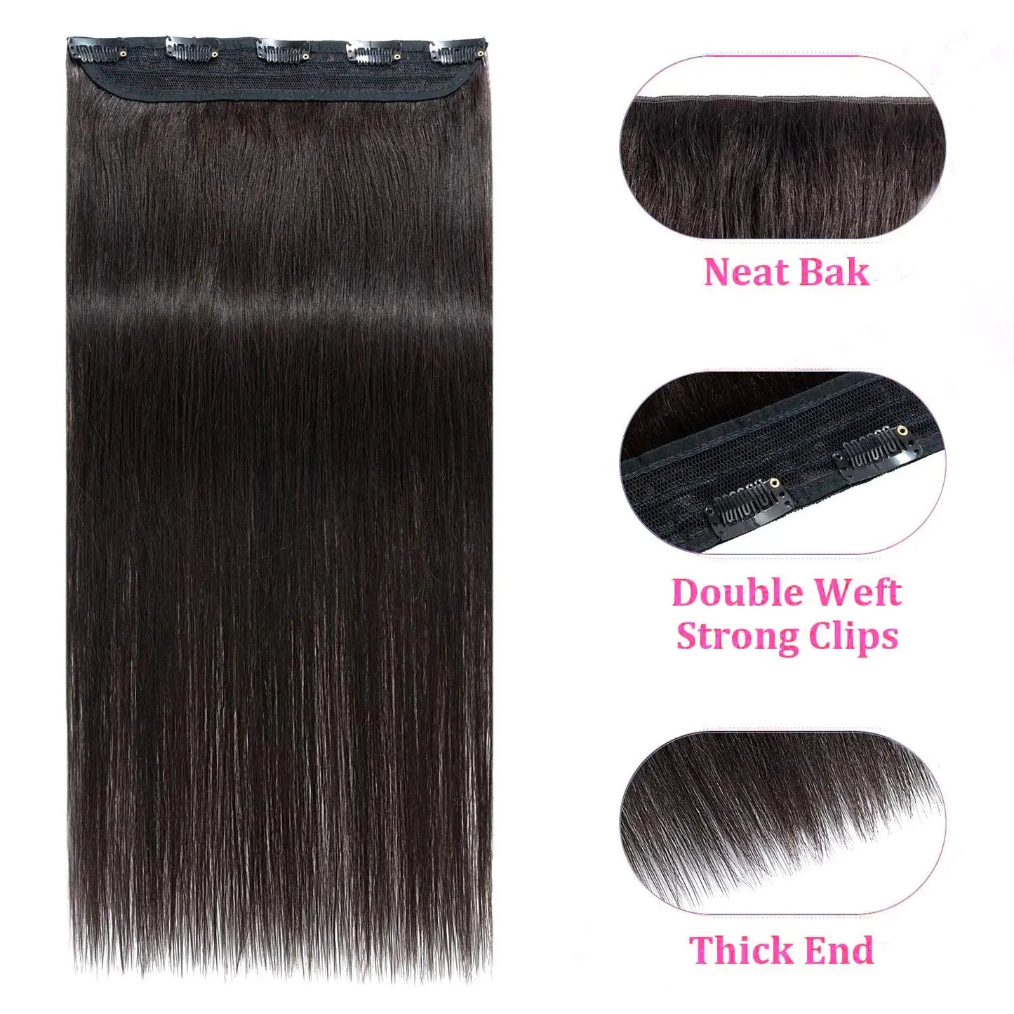 Cortina 5 Clips 66 cm de Largo Cabello VIRGEN ©️100% Natural 100 gr