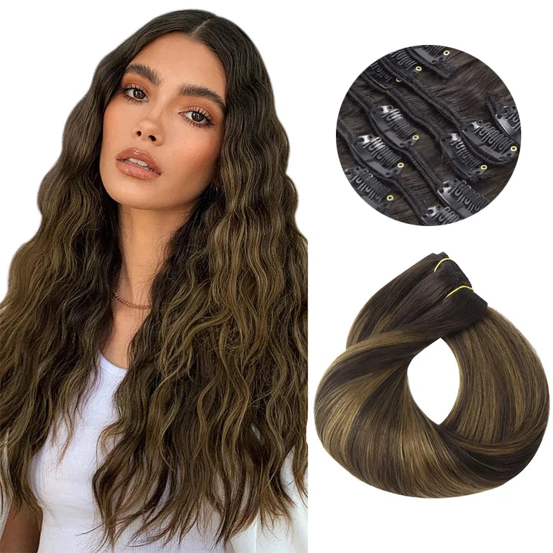 Extensiones POR CAPAS  Balayage 60 cm Largo Cabello Virgen 100%