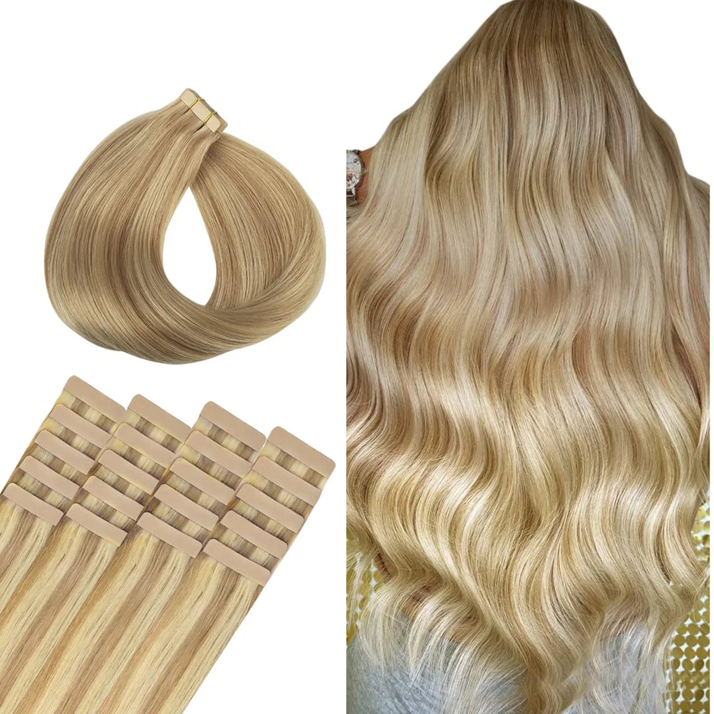 Extensiones CINTA ADHESIVA BALAYAGE 60 cm Largo Cabello Virgen 100%