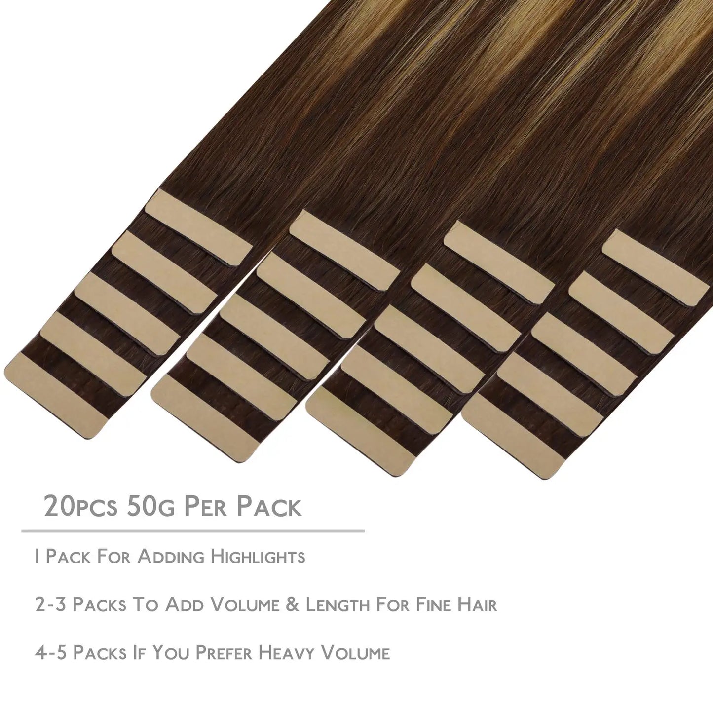 Extensiones CINTA ADHESIVA BALAYAGE 60 cm Largo Cabello Virgen 100%