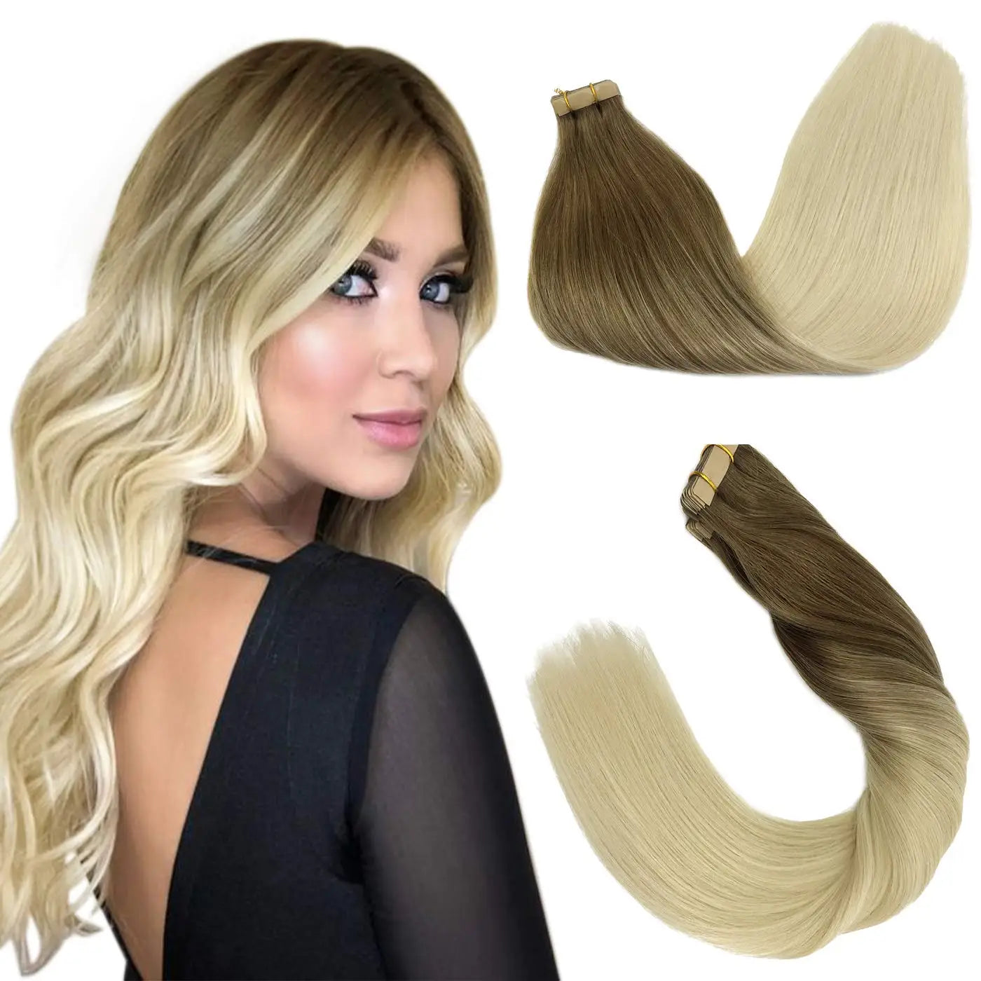 Extensiones CINTA ADHESIVA BALAYAGE 60 cm Largo Cabello Virgen 100%