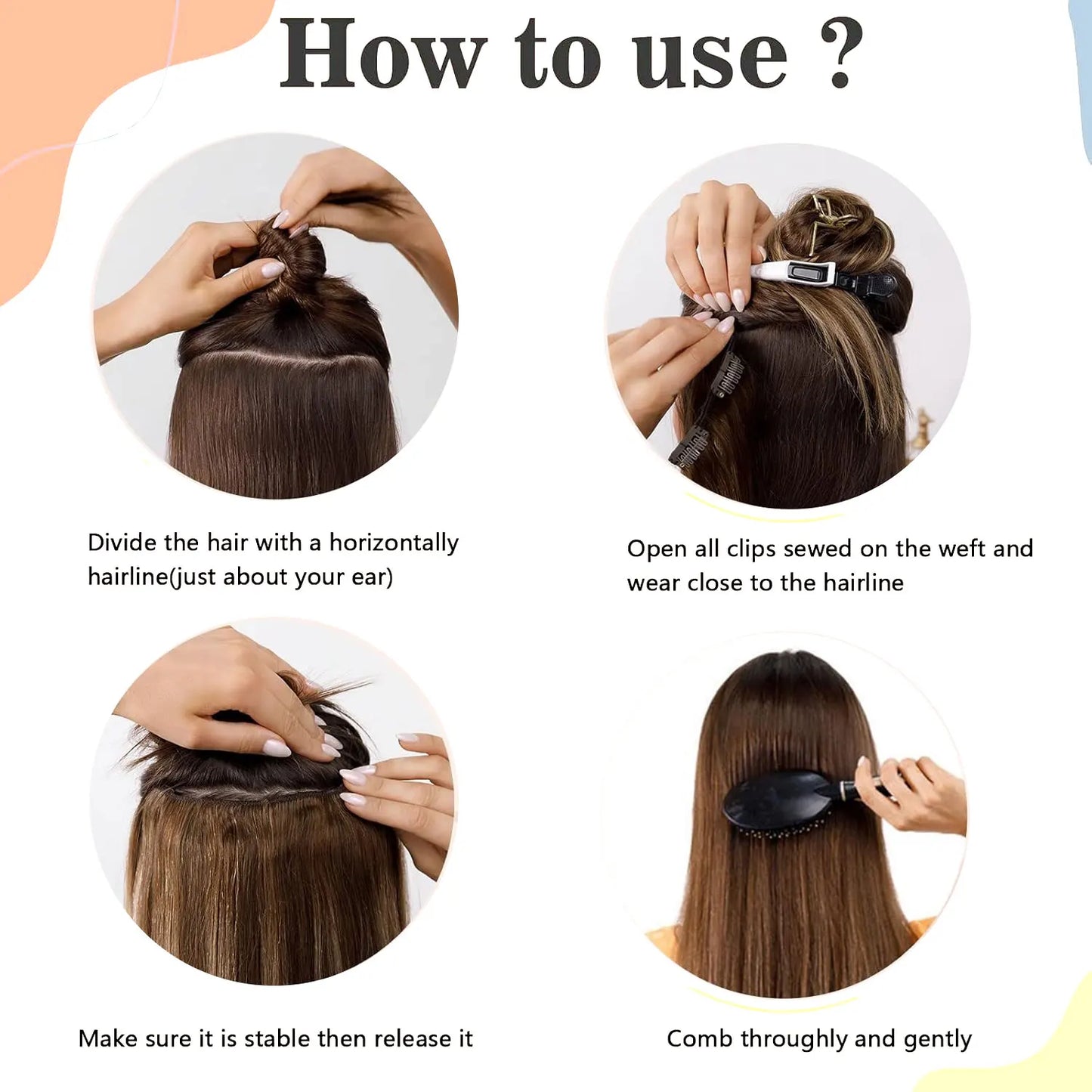 Cortina 5 Clips 66 cm de Largo Cabello VIRGEN ©️100% Natural 100 gr