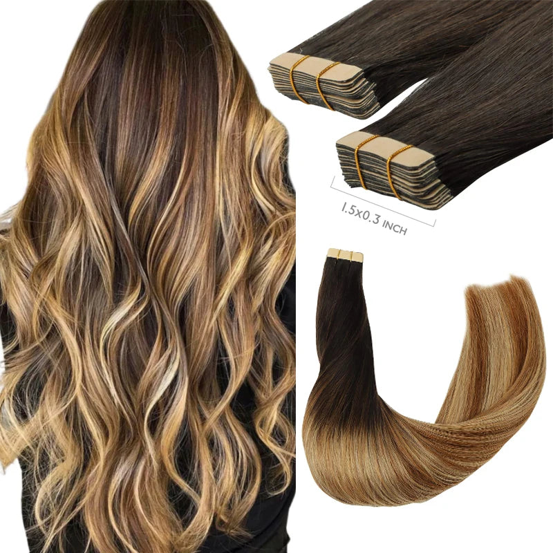 Extensiones CINTA ADHESIVA BALAYAGE 60 cm Largo Cabello Virgen 100%