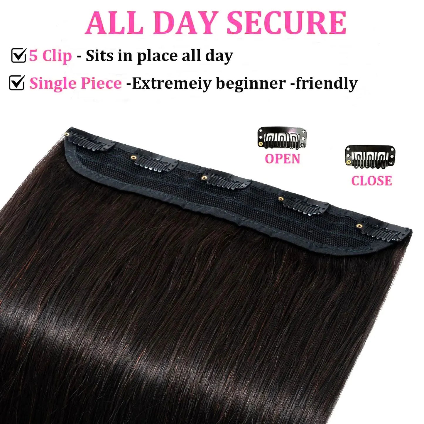 Cortina 5 Clips 66 cm de Largo Cabello VIRGEN ©️100% Natural 100 gr