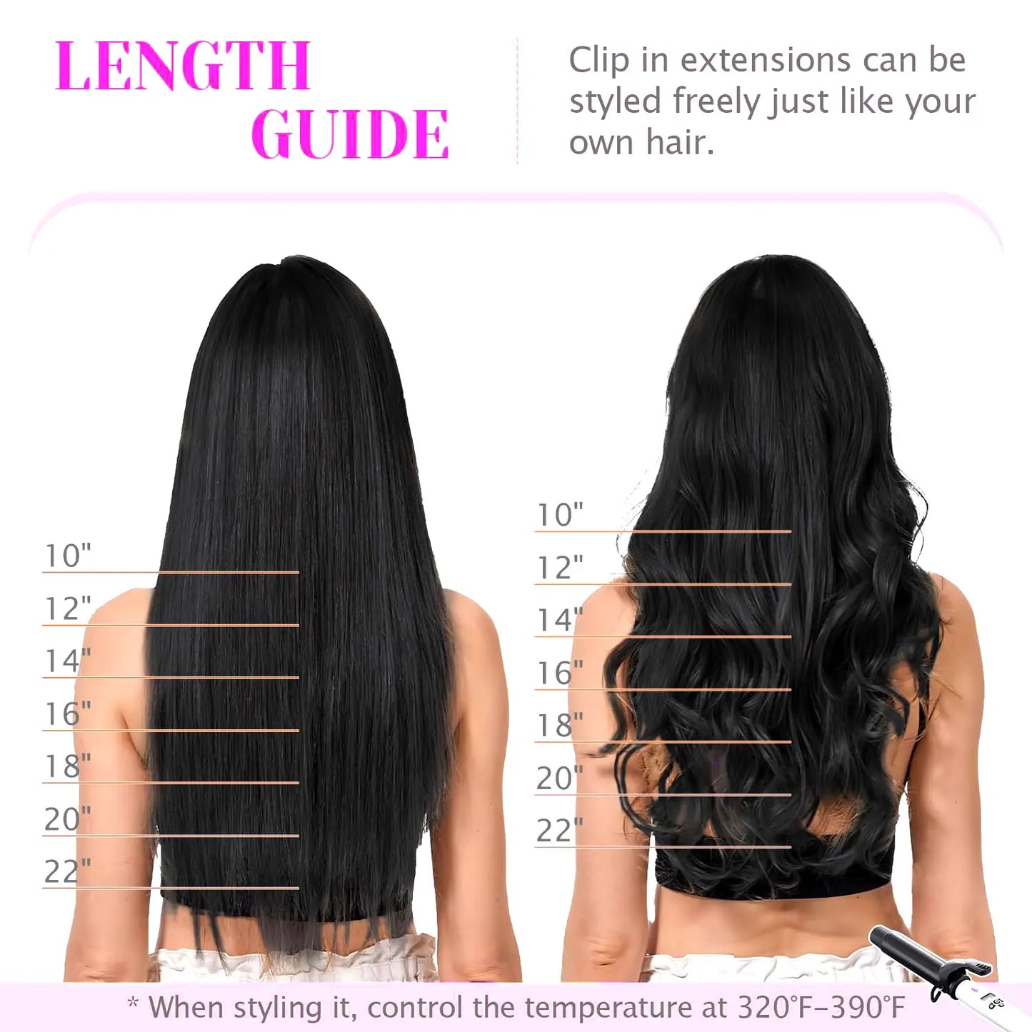 Cortina 5 Clips 66 cm de Largo Cabello VIRGEN ©️100% Natural 100 gr