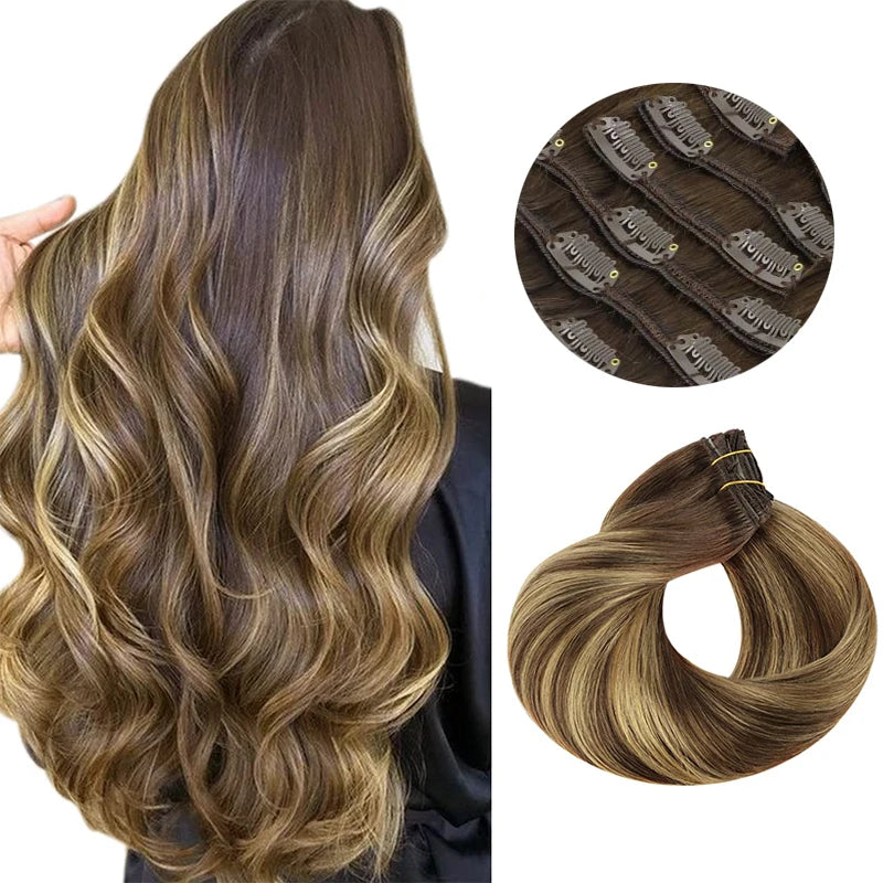 Extensiones POR CAPAS  Balayage 60 cm Largo Cabello Virgen 100%