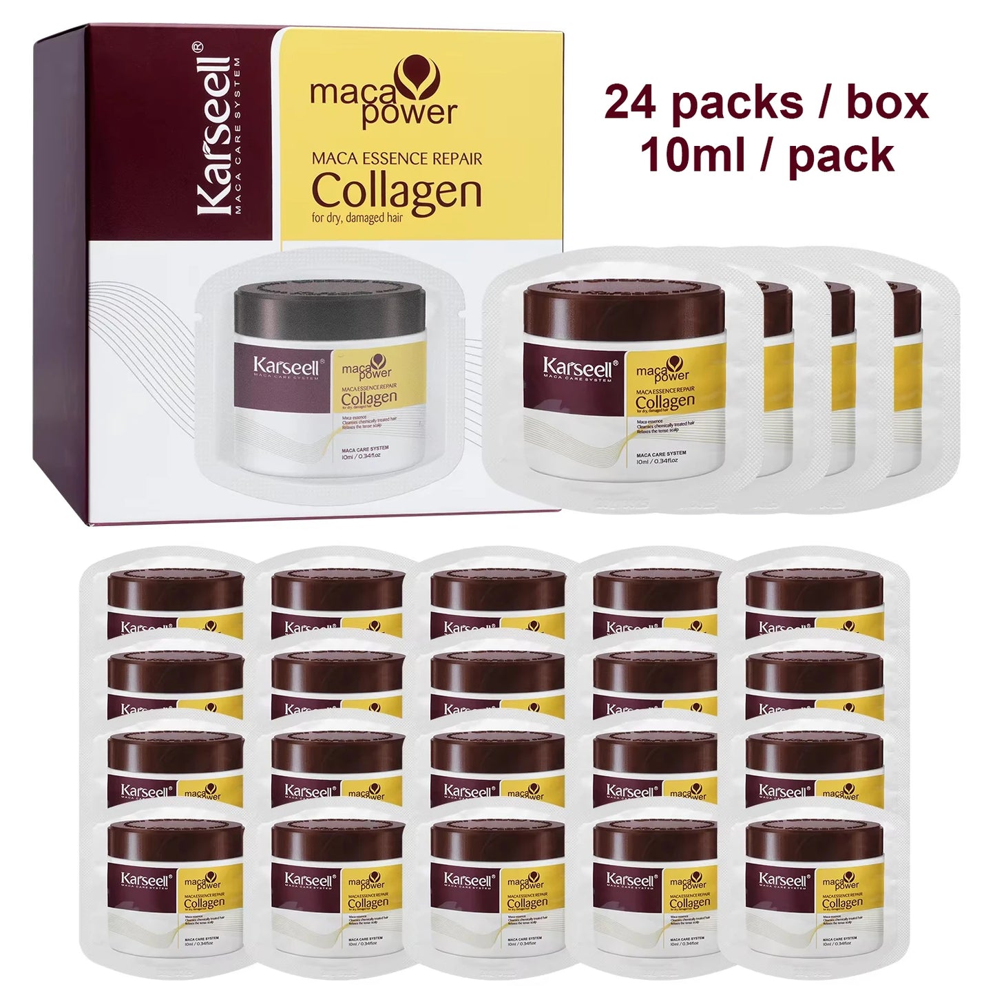 Mascarilla capilar de colágeno Karseell Pack 24 unidades