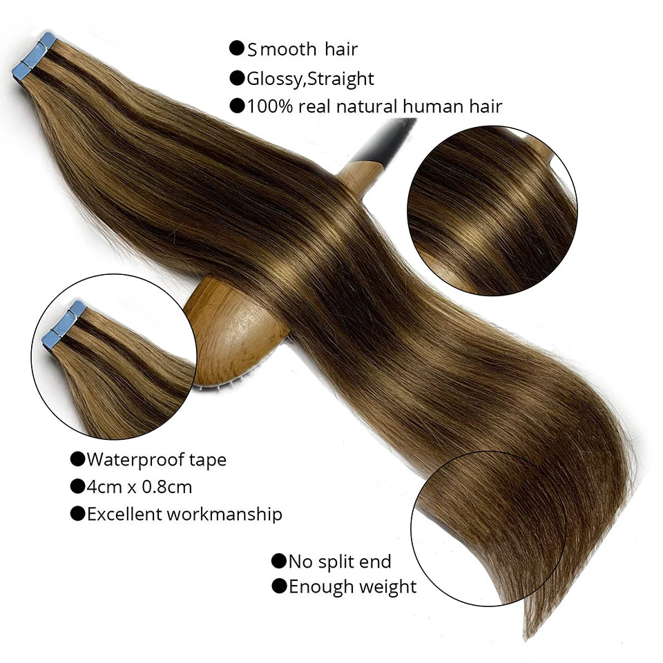 Extensiones ADHESIVAS  60 cm Largo Cabello Virgen 100 %