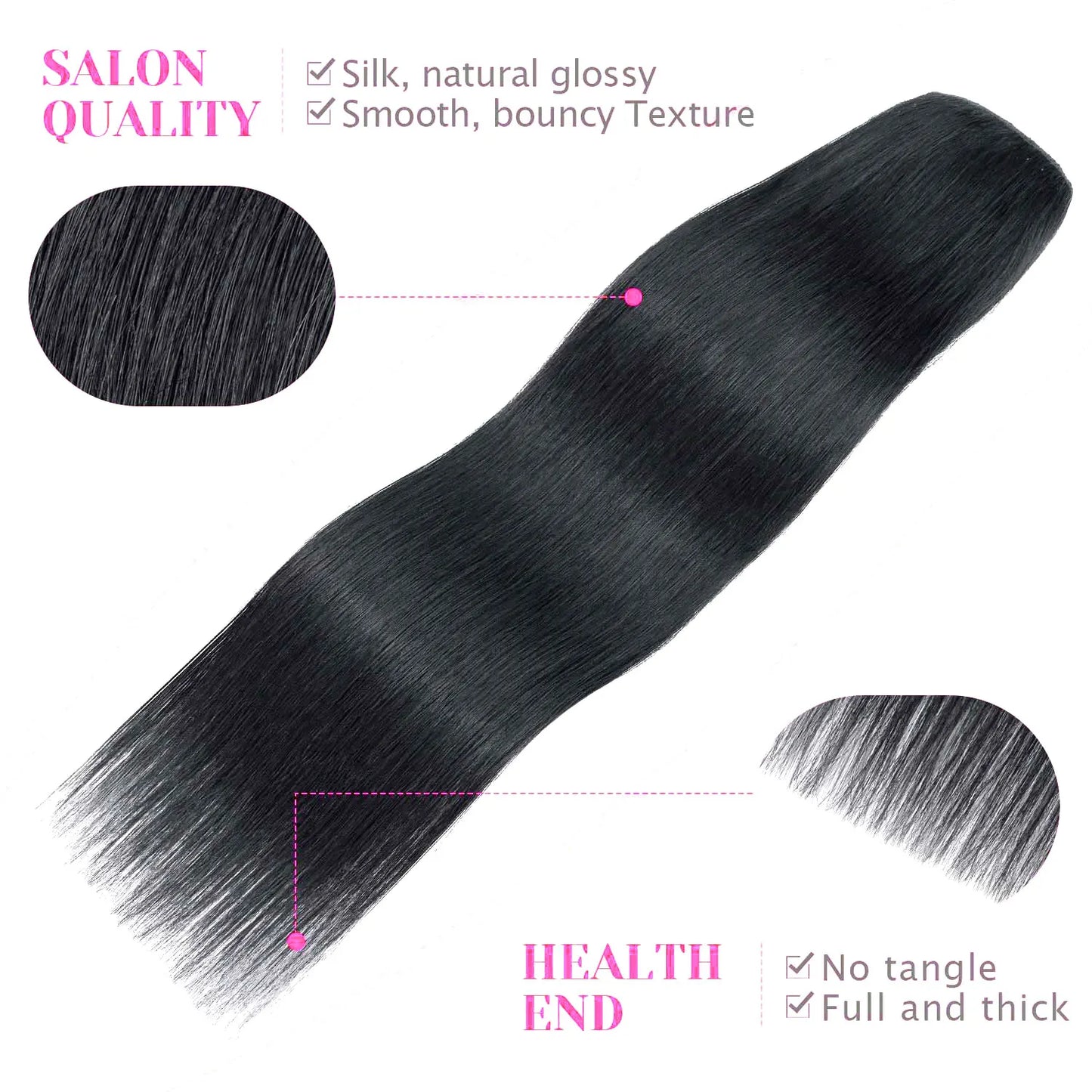 Cortina 5 Clips 66 cm de Largo Cabello VIRGEN ©️100% Natural 100 gr